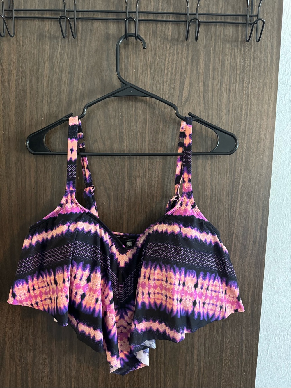 torrid Purple and Pink Tie-Dye Flounce Bikini Top